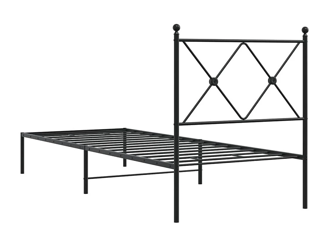 Cadre de lit métal sans matelas avec tête de lit noir 80x200 cm
