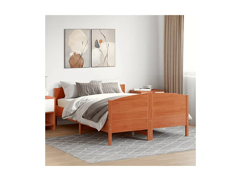 Giroletto senza Materasso Marrone Cera 150x200 cm Legno di Pino