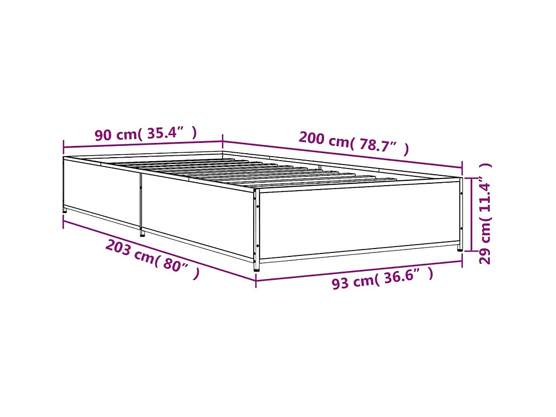 Cadre de lit sans matelas noir 90x200 cm