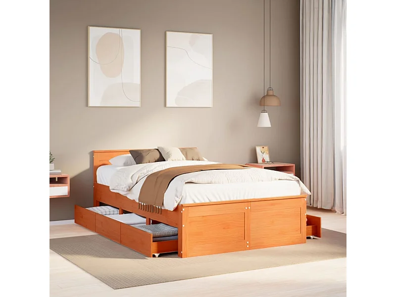 Giroletto senza Materasso con Testata Marrone Cera 120x200 Pino