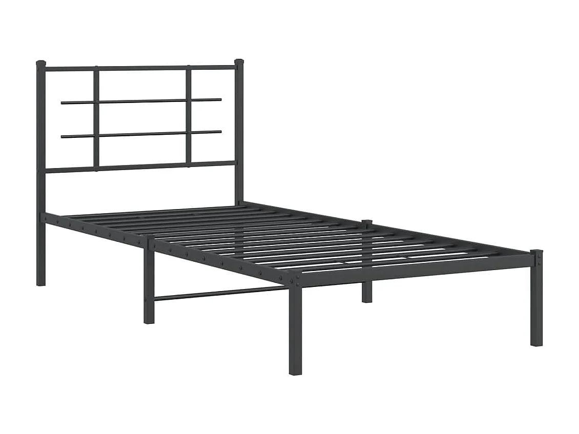 Cadre de lit métal sans matelas avec tête de lit noir 90x200 cm