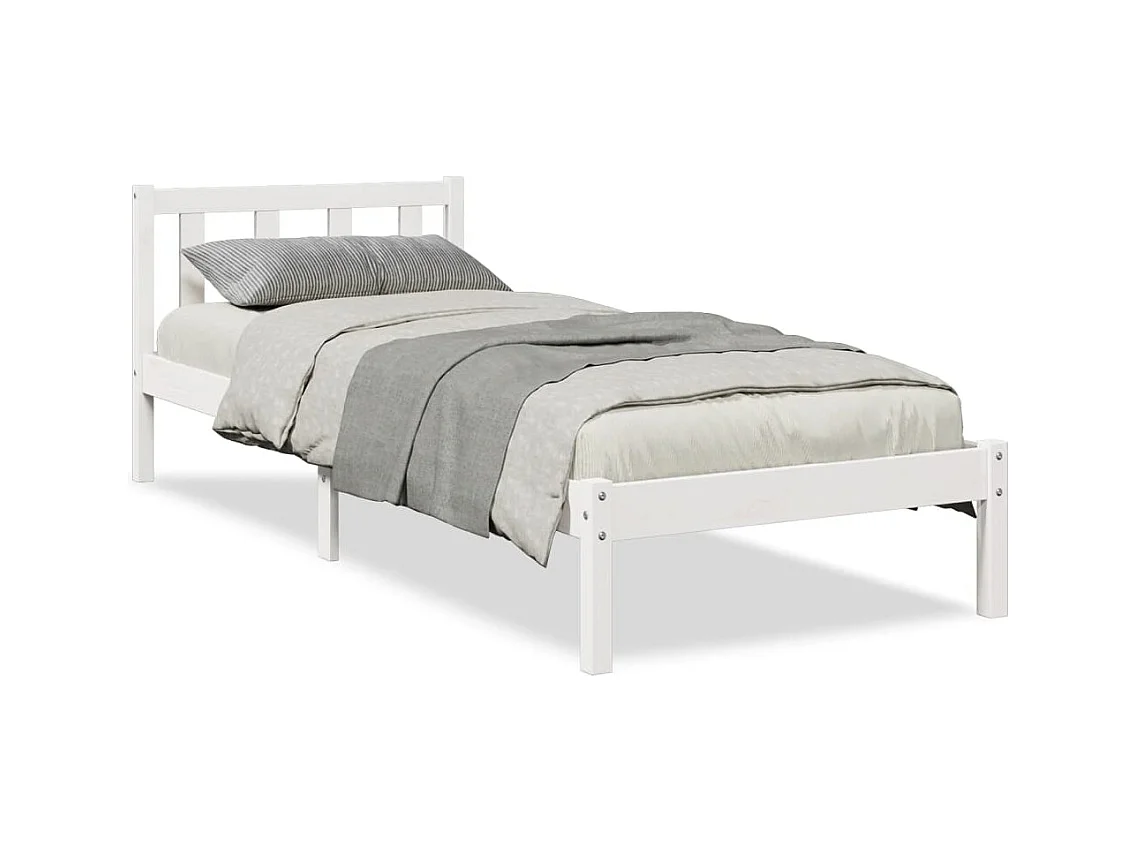 Massivholzbett Extra Lang ohne Matratze Weiß 90x220 Kiefernholz