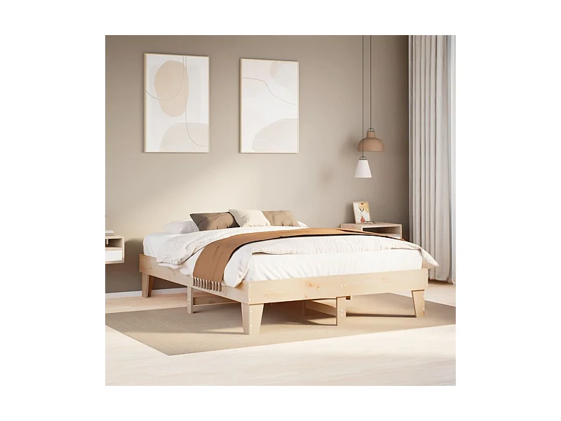 Letto senza Materasso 140x190 cm in Legno Massello di Pino