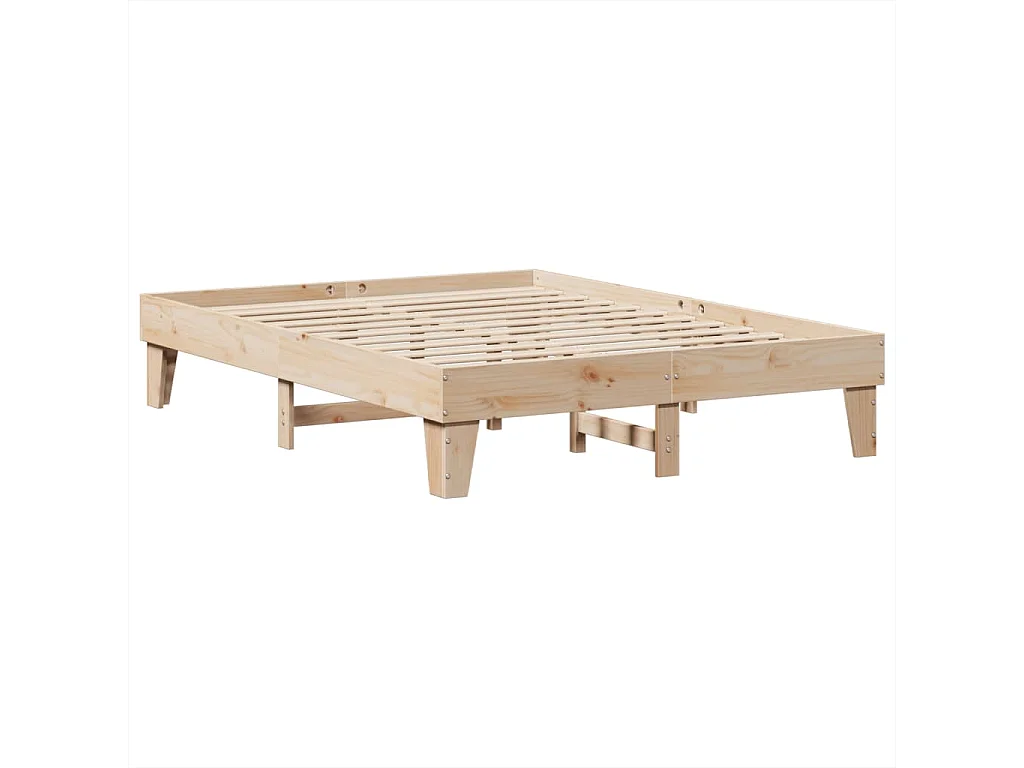 Estructura de cama sin colchón madera maciza de pino 140x190 cm