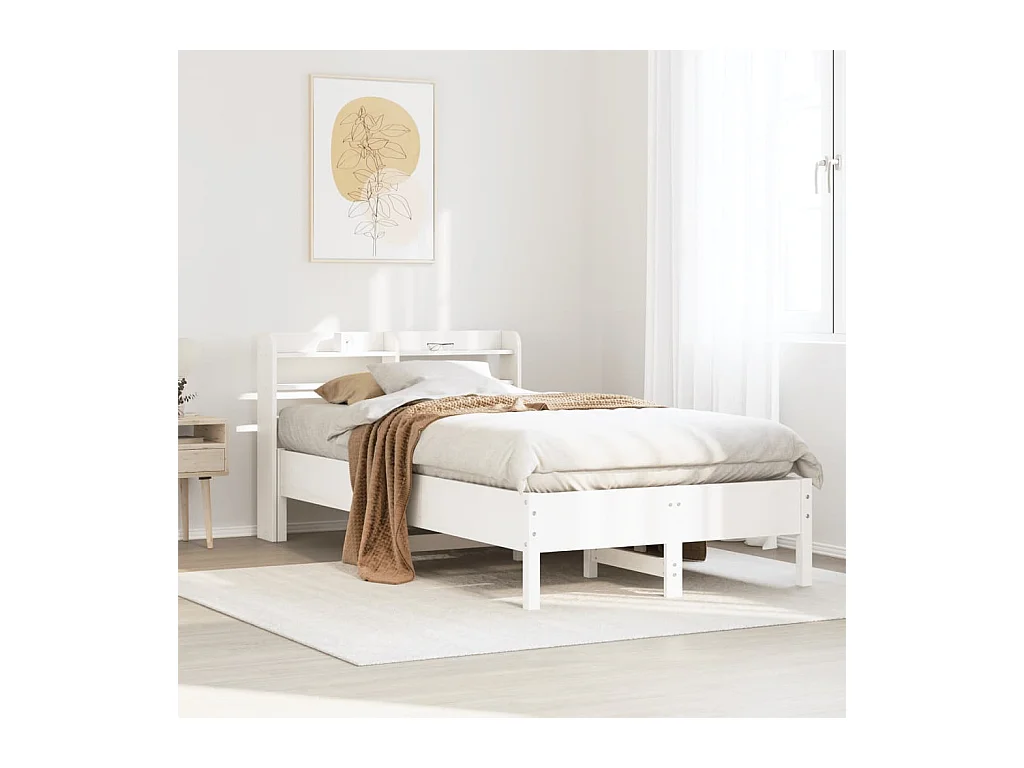 Letto senza Materasso Bianco 75x190 in Legno Massello di Pino