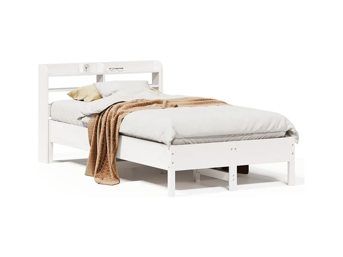 Letto senza Materasso Bianco 75x190 in Legno Massello di Pino