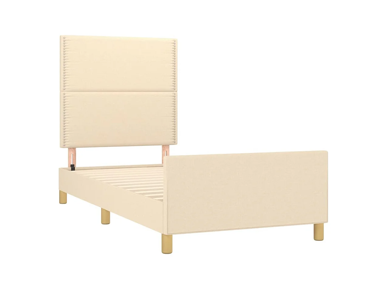 Cadre de lit sans matelas crème 100x200 cm tissu