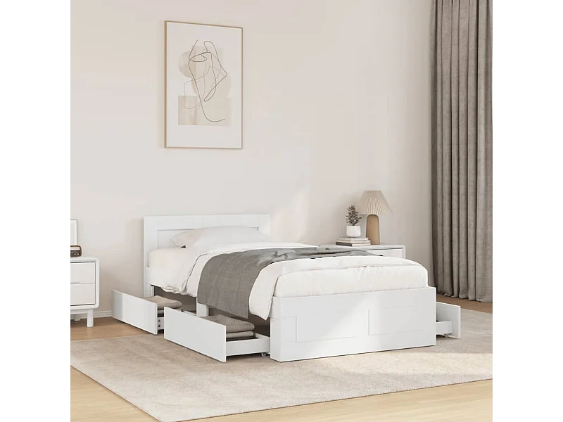 Cadre de lit avec tête de lit sans matelas blanc 90x200 cm