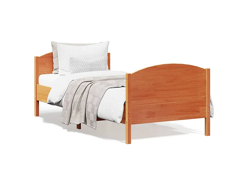 Massivholzbett ohne Matratze Wachsbraun 75x190 cm Kiefernholz