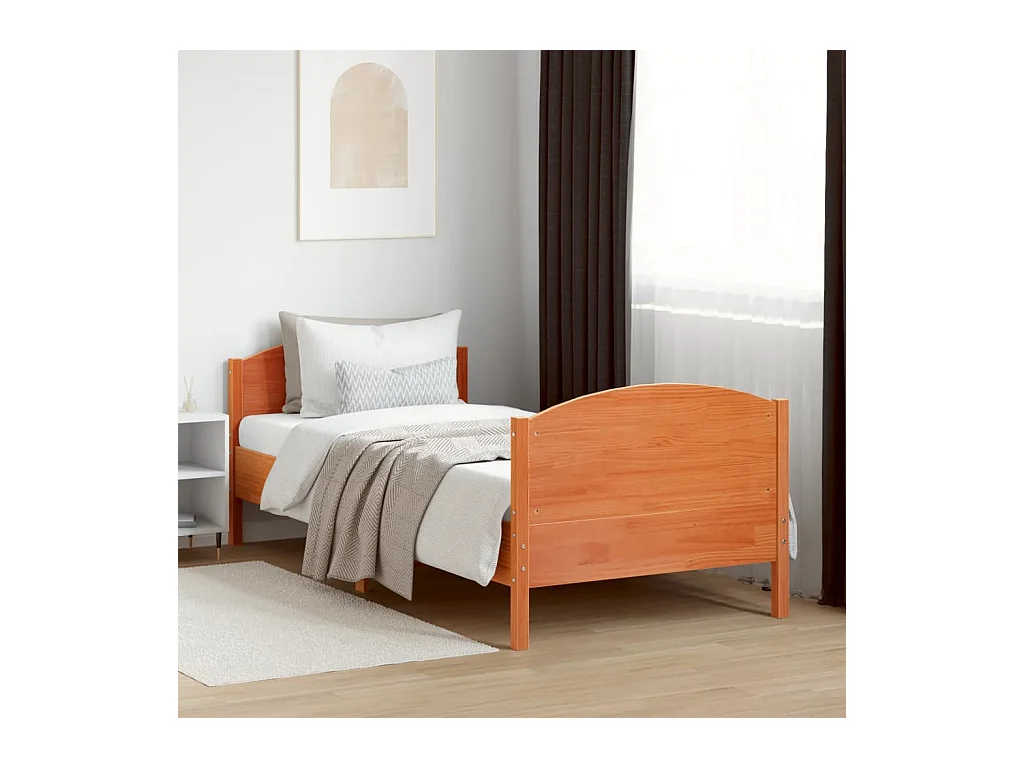 Letto senza Materasso Marrone Cera 75x190 cm in Legno di Pino