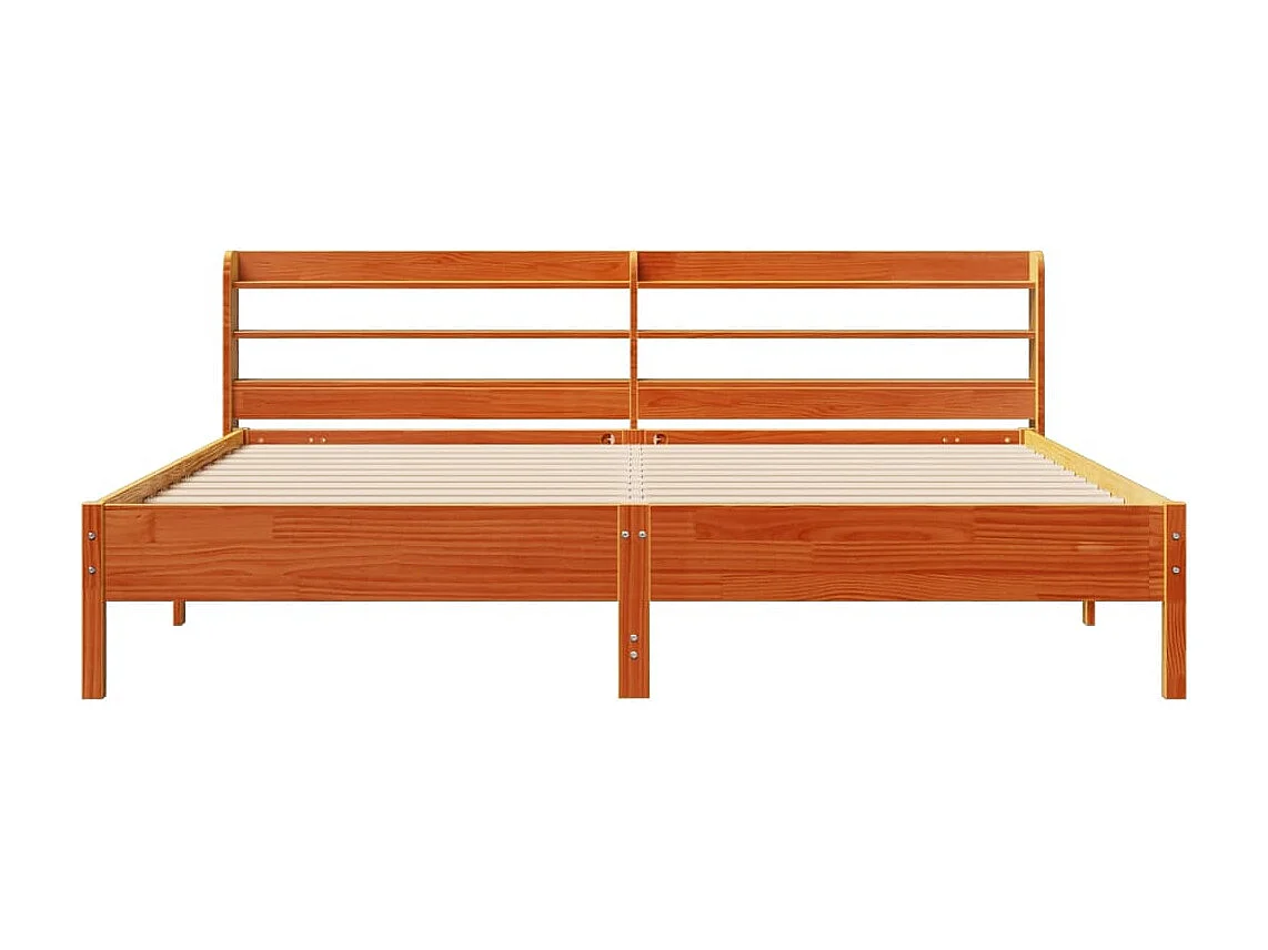 Cadre de lit sans matelas cire marron 200x200cm bois pin massif