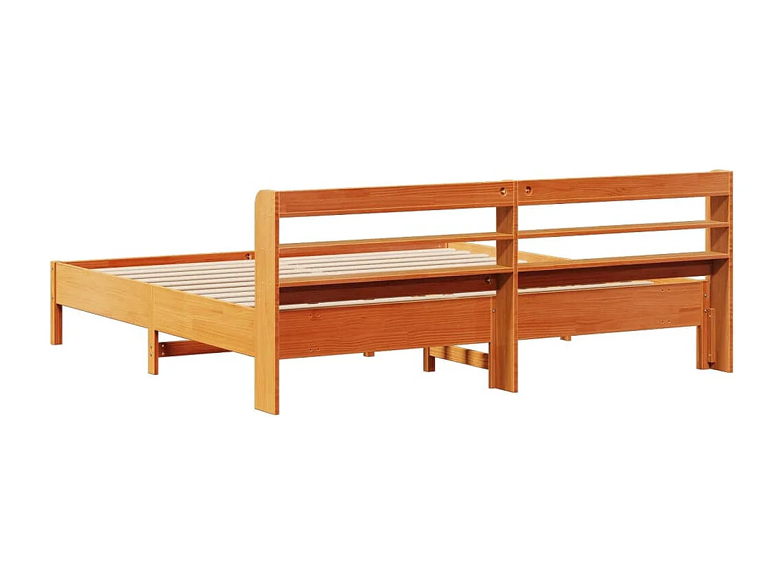 Cadre de lit sans matelas cire marron 200x200cm bois pin massif