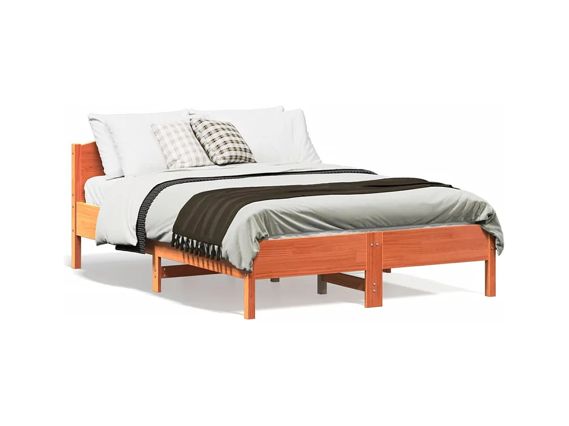 Bed met matras massief grenenhout wasbruin 140x190 cm