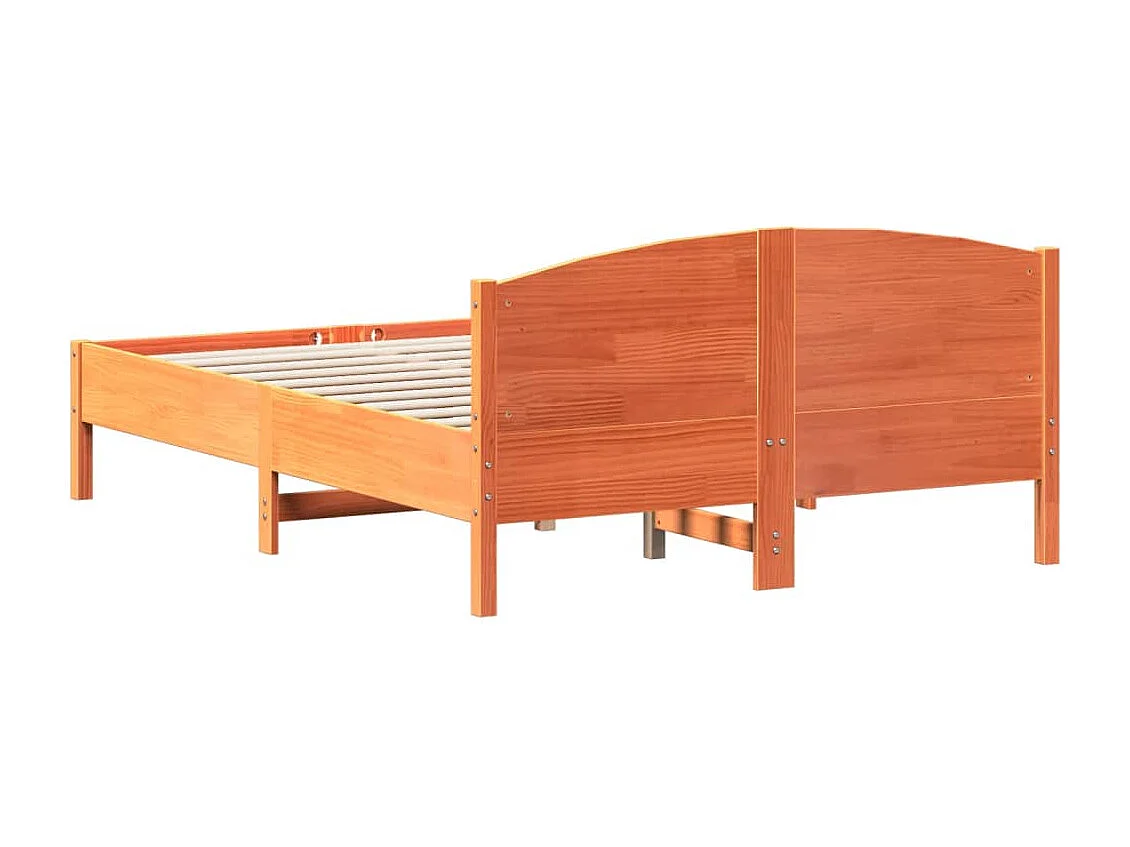 Cadre de lit sans matelas cire marron 140x190cm bois pin massif