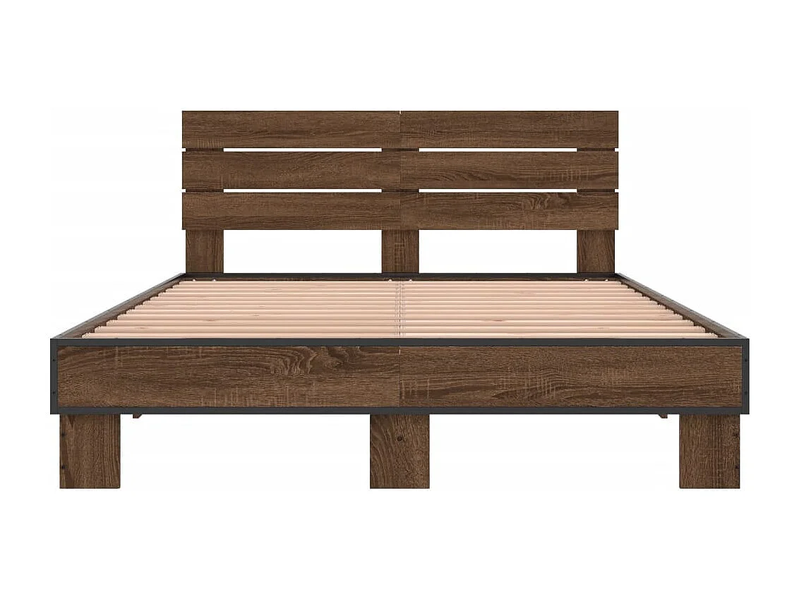 Bettgestell Braun Eichen-Optik 120x190 cm Holzwerkstoff Metall