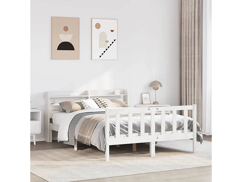 Estructura de cama sin colchón madera maciza blanca 120x190 cm