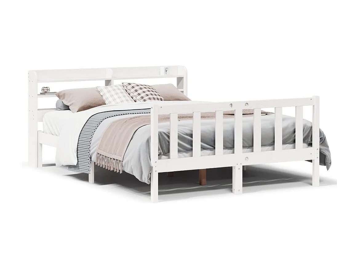 Estructura de cama sin colchón madera maciza blanca 120x190 cm