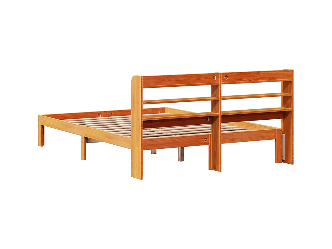 Cadre de lit sans matelas cire marron 120x190cm bois pin massif