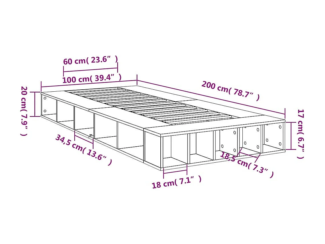 Bettgestell Schwarz 120x190 cm Holzwerkstoff