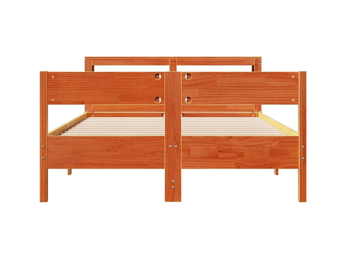 Cama sem colchão 135x190 cm madeira pinho maciça castanho-mel