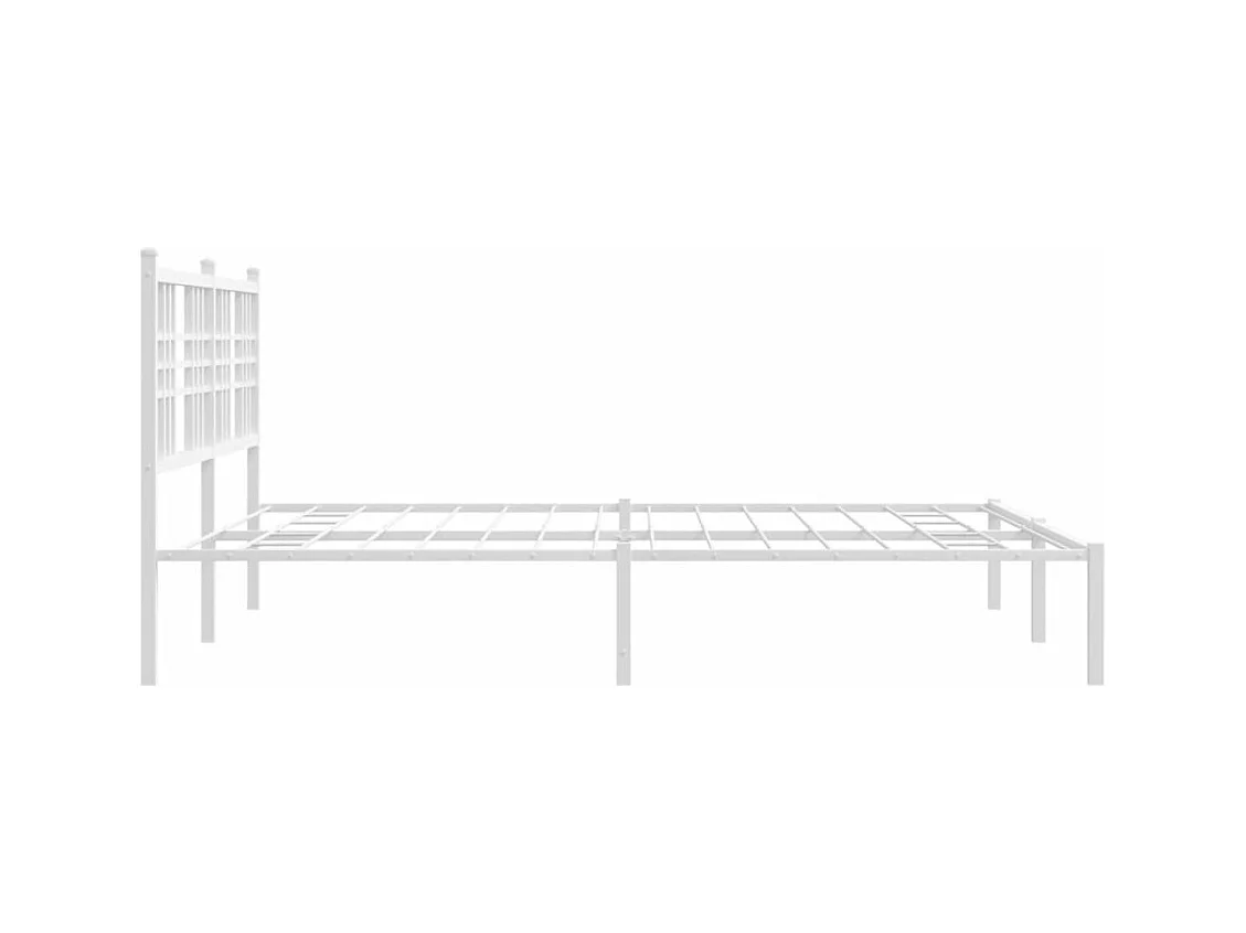 Cadre de lit métal sans matelas et tête de lit blanc 160x200 cm