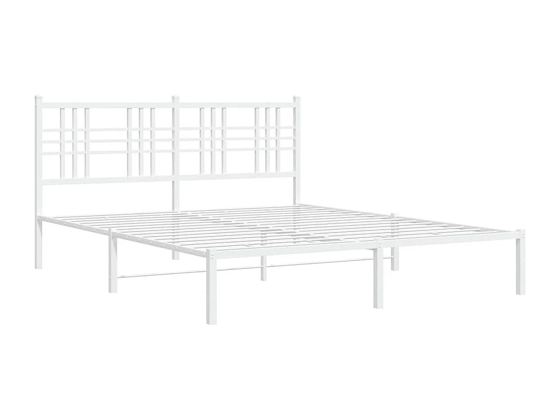 Cadre de lit métal sans matelas et tête de lit blanc 160x200 cm