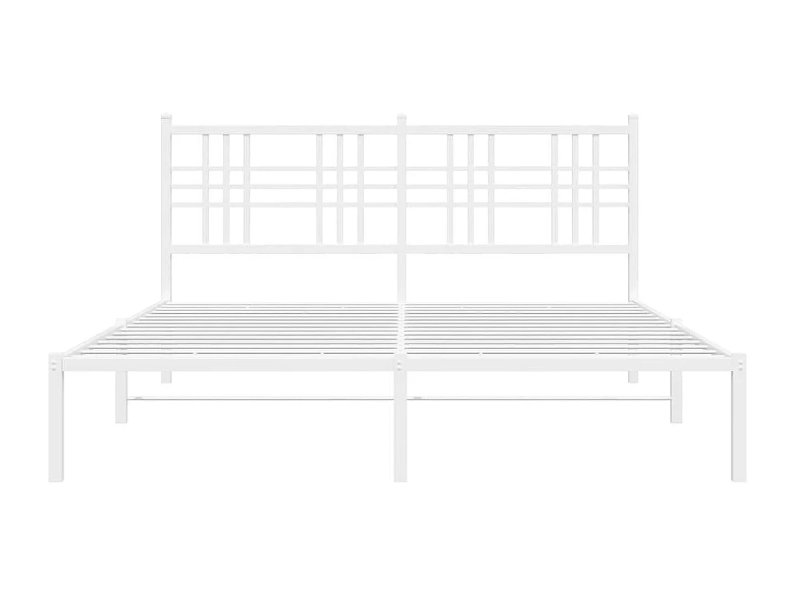 Cadre de lit métal sans matelas et tête de lit blanc 160x200 cm