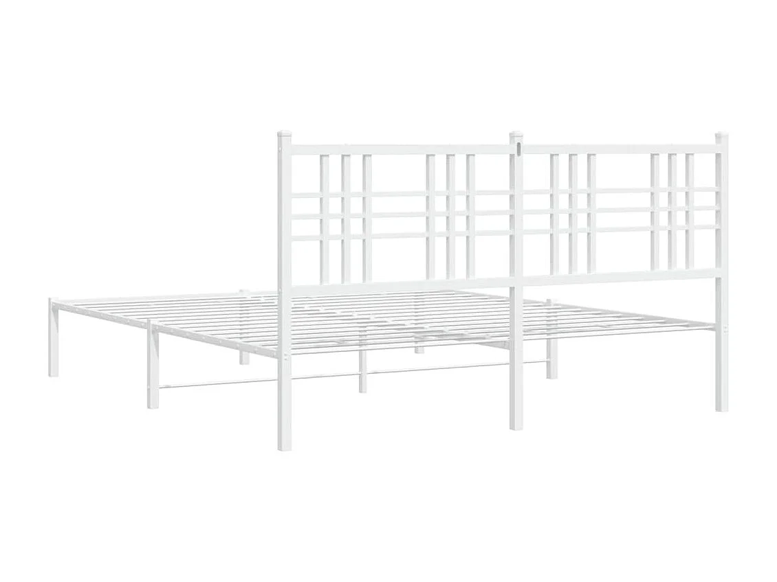 Cadre de lit métal sans matelas et tête de lit blanc 160x200 cm