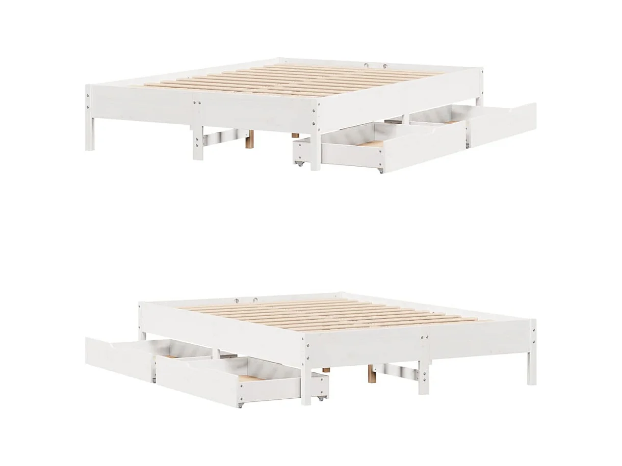 Letto senza Materasso Bianco 120x200 cm Legno Massello di Pino