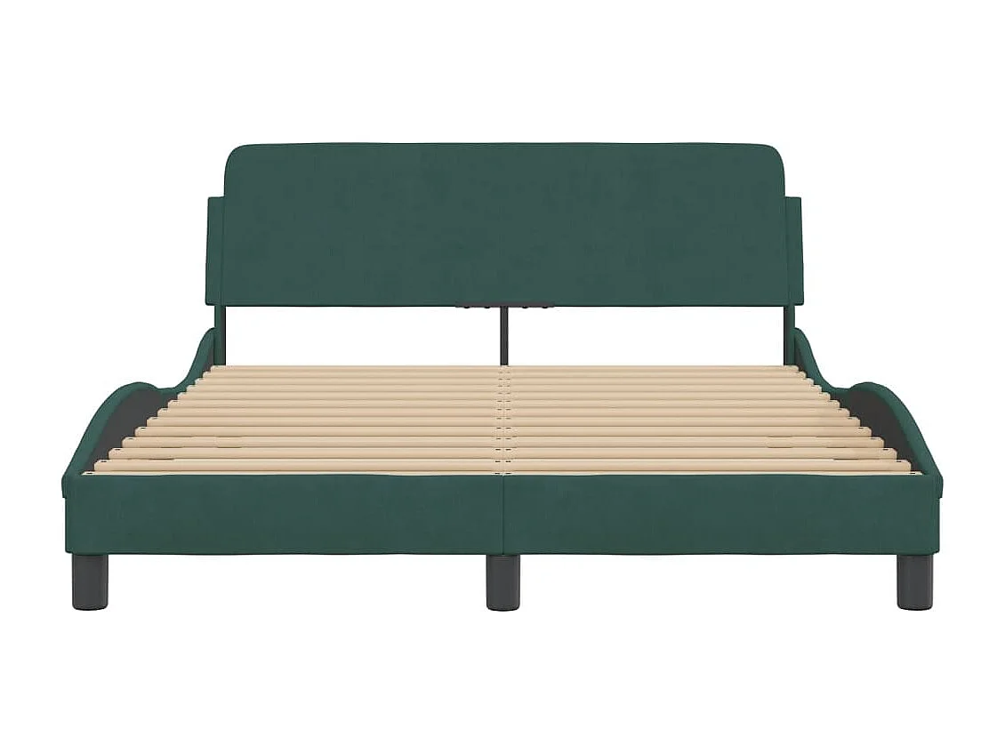 Cadre de lit sans matelas vert foncé 140x200 cm velours