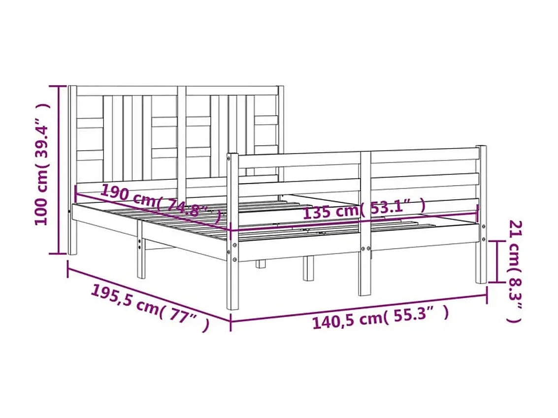 Giroletto Bianco in Legno Massello 150x200 cm King Size