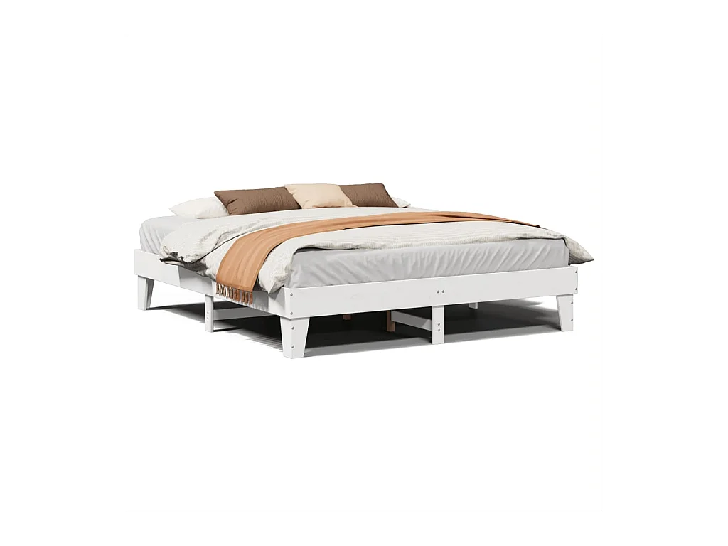 Cadre de lit sans matelas blanc 200x200 cm bois massif de pin