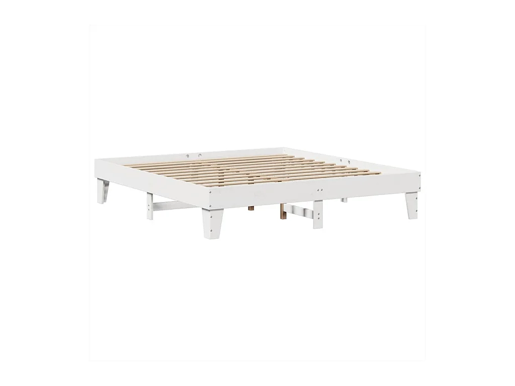 Cadre de lit sans matelas blanc 200x200 cm bois massif de pin