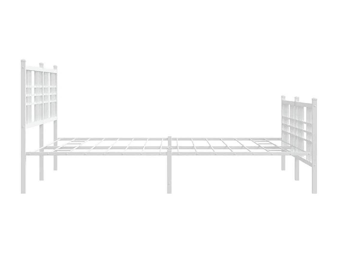 Cadre de lit métal sans matelas et pied de lit blanc 160x200 cm