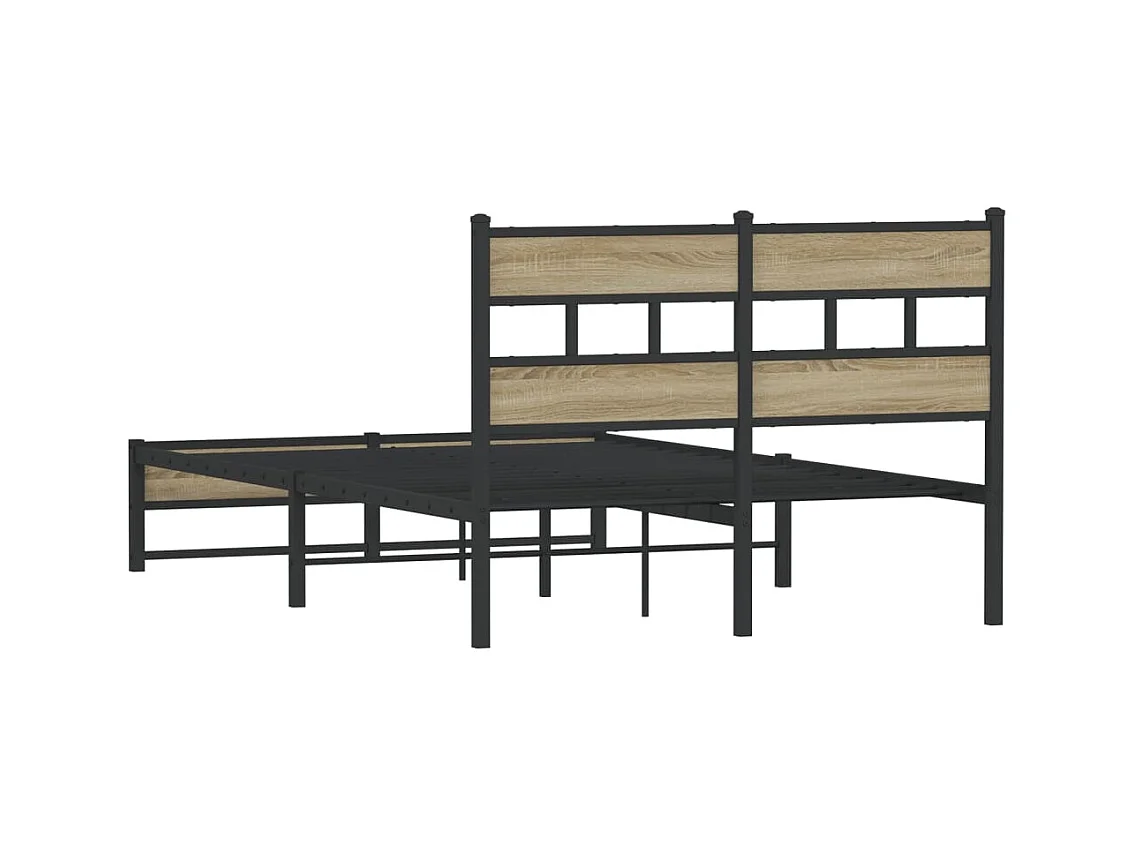 Cadre de lit en métal sans matelas chêne sonoma 120x190 cm