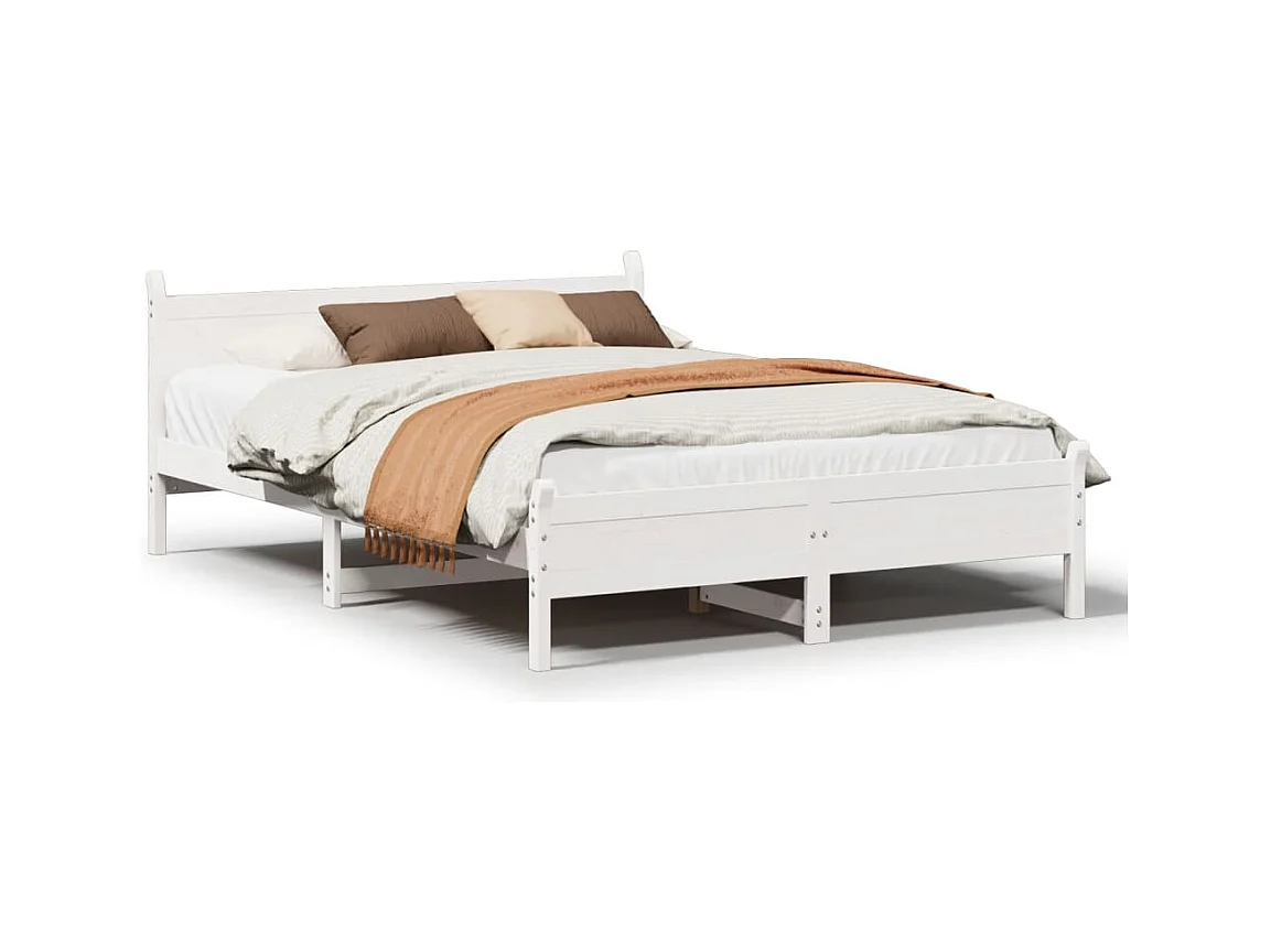 Cadre de lit sans matelas blanc 160x200 cm bois de pin massif