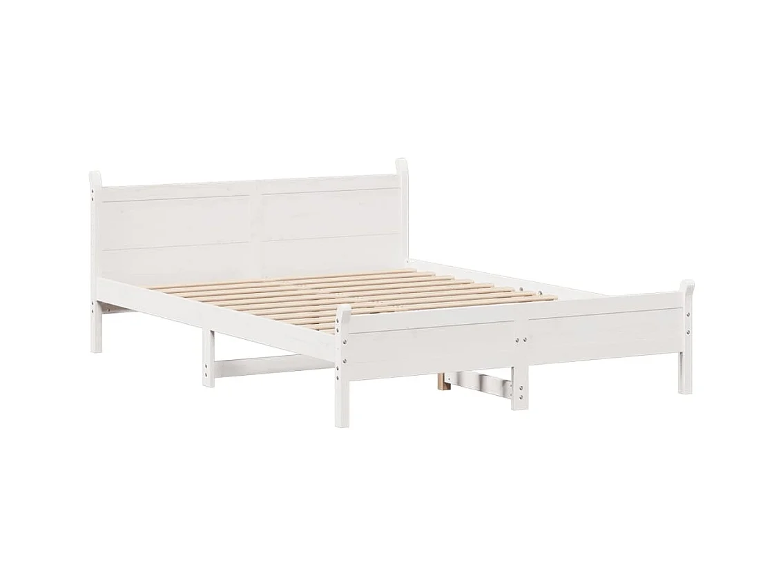 Cadre de lit sans matelas blanc 160x200 cm bois de pin massif