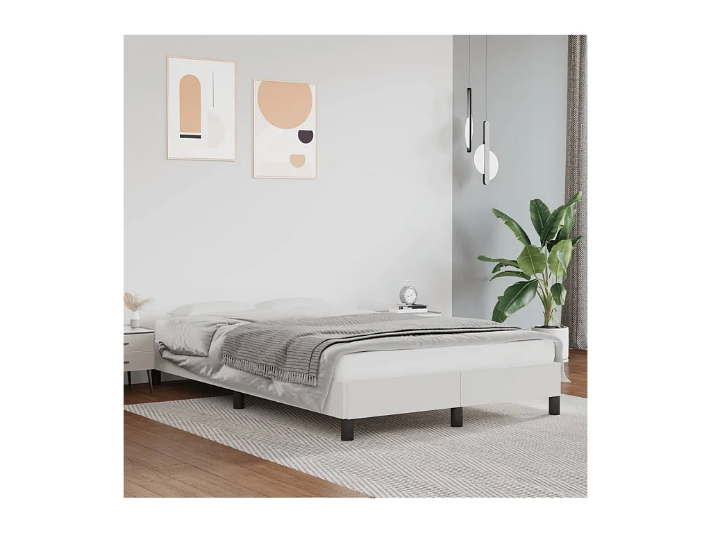 Cadre de lit sans matelas blanc 120x190 cm similicuir