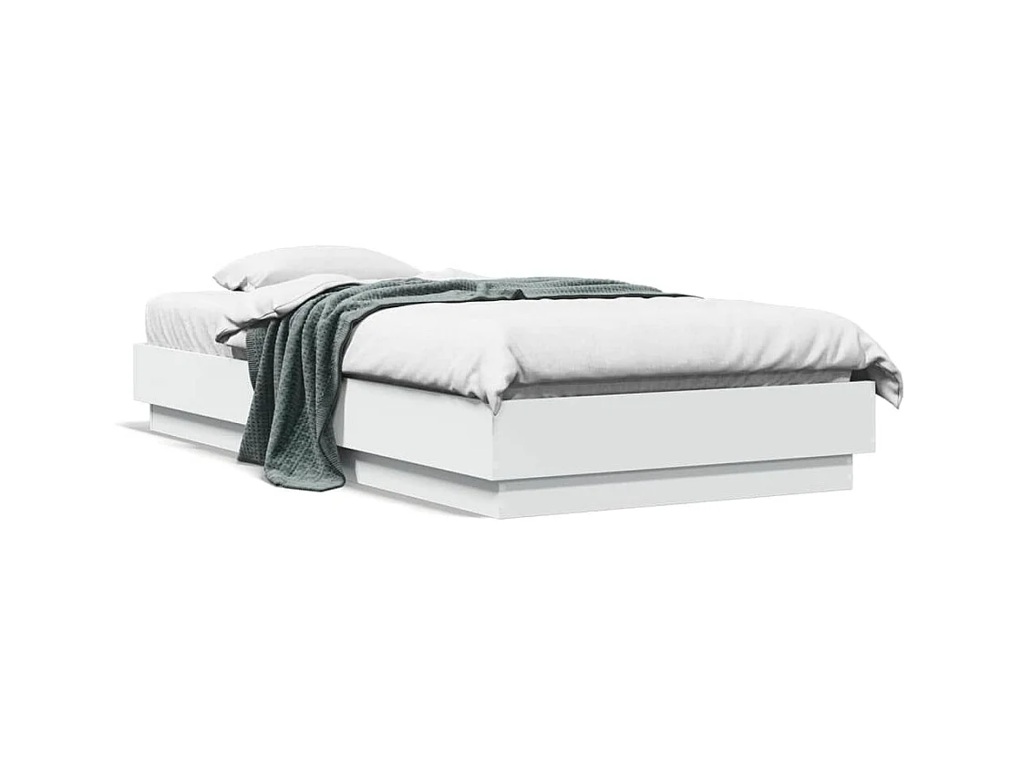 Cadre de lit sans matelas blanc 75x190 cm bois d'ingénierie