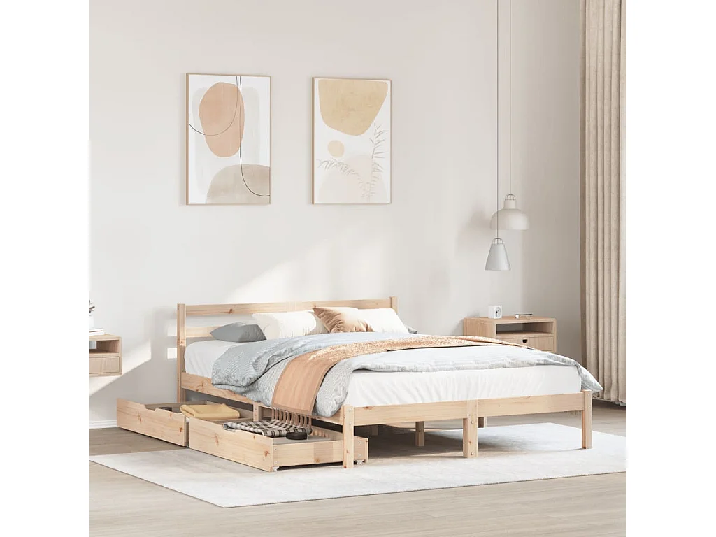 Letto senza Materasso 120x200 cm in Legno Massello di Pino