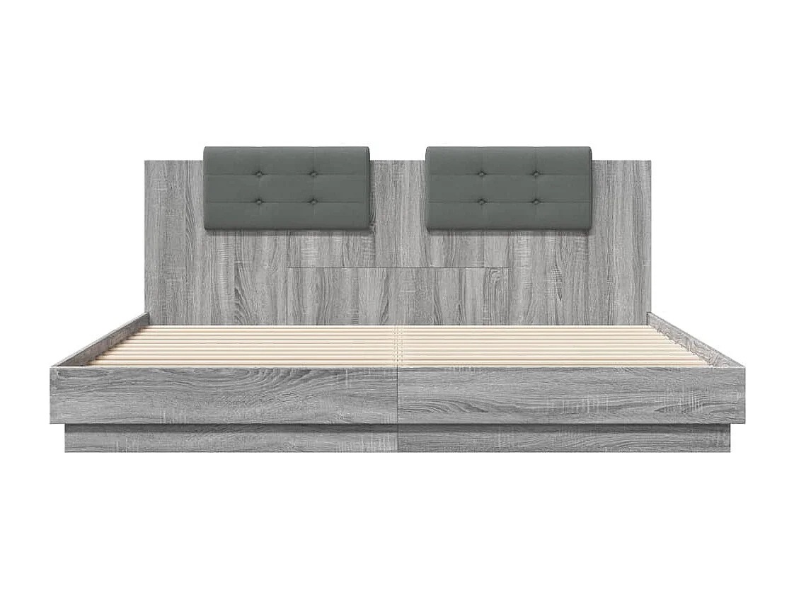 Bettgestell mit Kopfteil Grau Sonoma 200x200cm Holzwerkstoff
