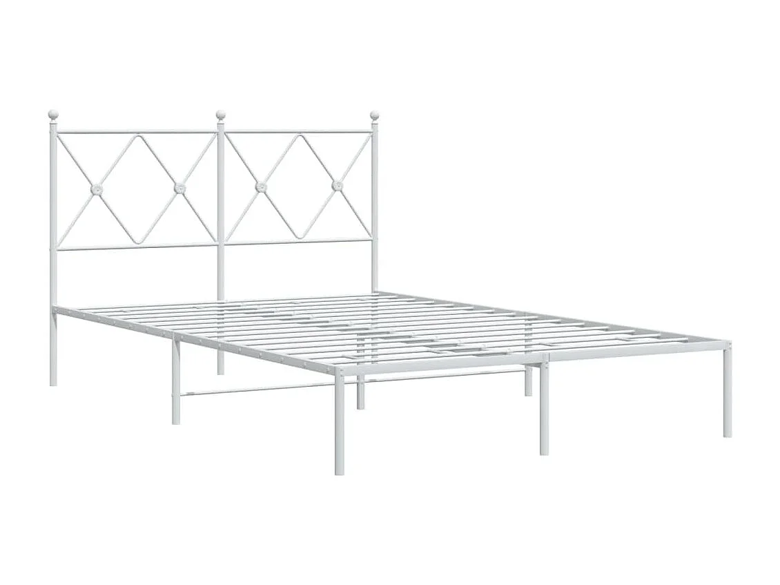 Cadre de lit métal sans matelas et tête de lit blanc 120x200 cm