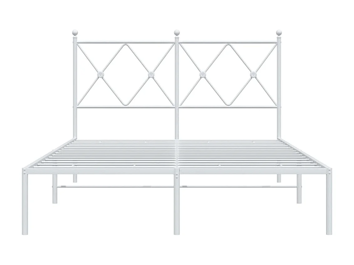 Cadre de lit métal sans matelas et tête de lit blanc 120x200 cm