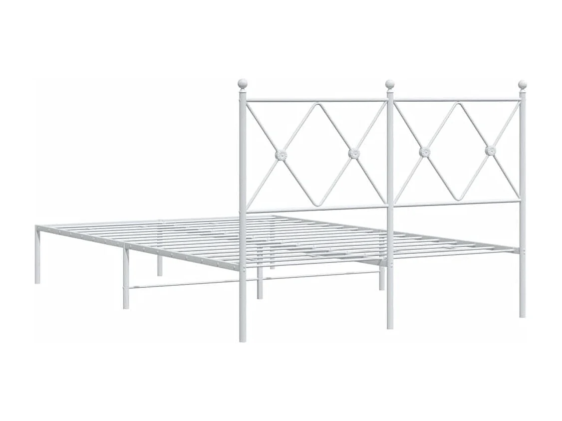 Cadre de lit métal sans matelas et tête de lit blanc 120x200 cm