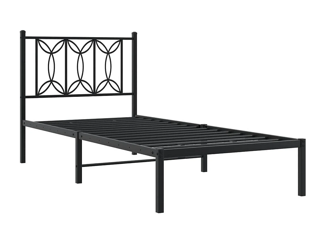 Cadre de lit métal sans matelas avec tête de lit noir 90x200 cm