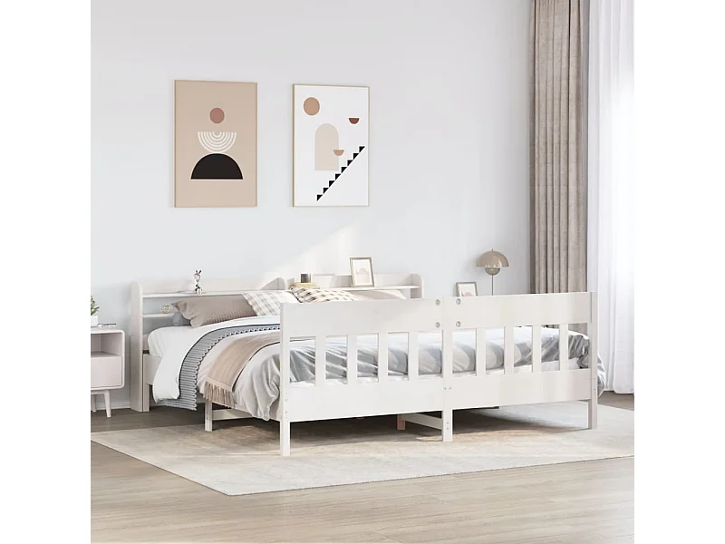 Cadre de lit sans matelas blanc 180x200 cm bois massif de pin