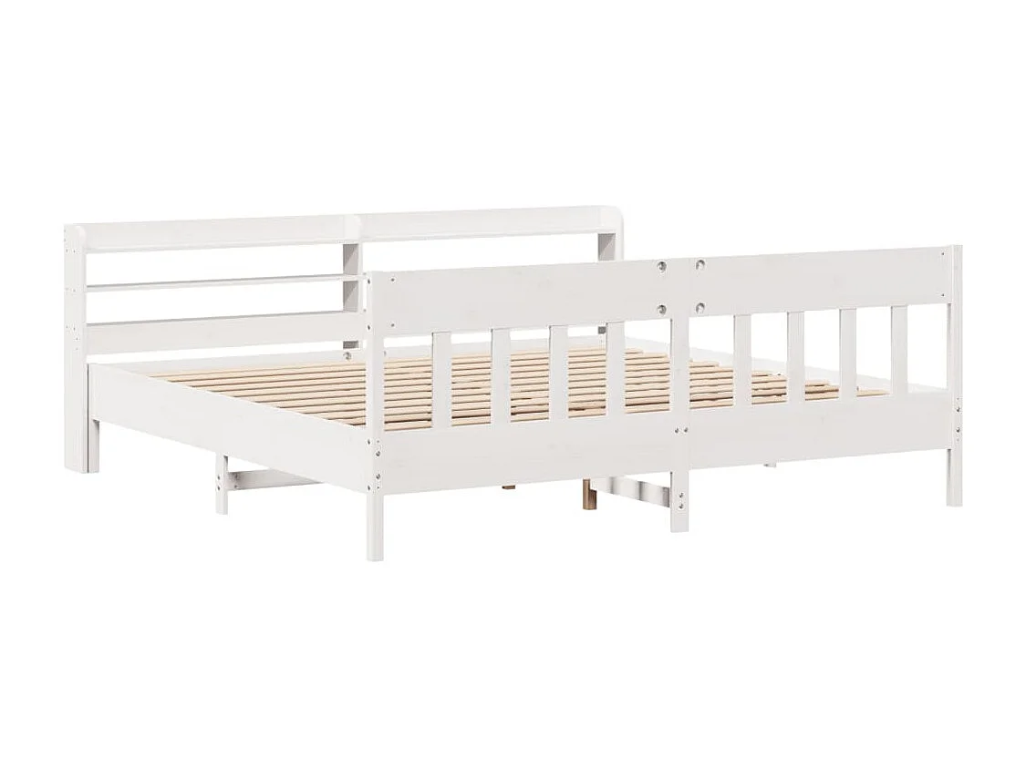 Cadre de lit sans matelas blanc 180x200 cm bois massif de pin