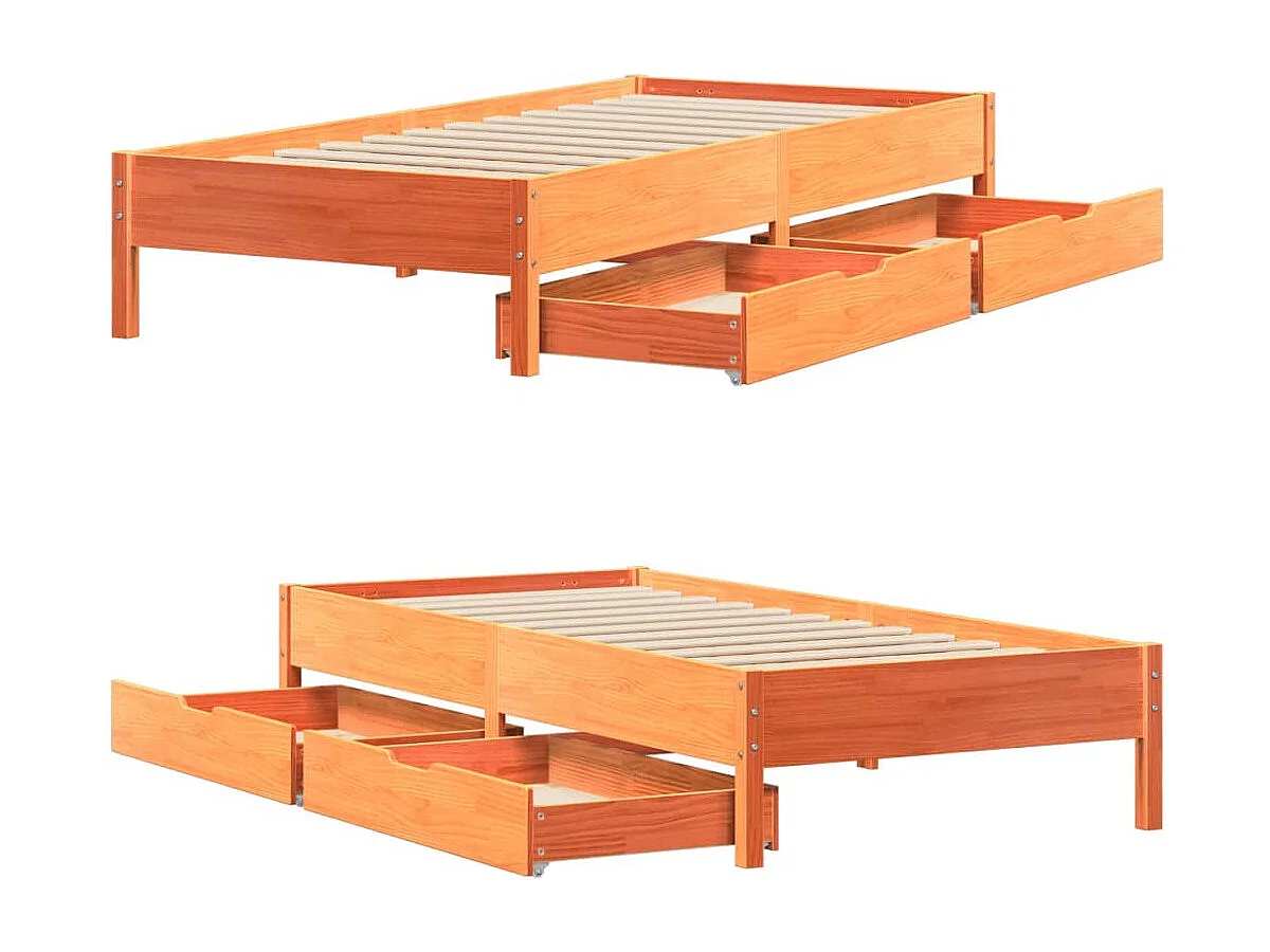 Estructura de cama sin colchón madera maciza marrón 90x190 cm