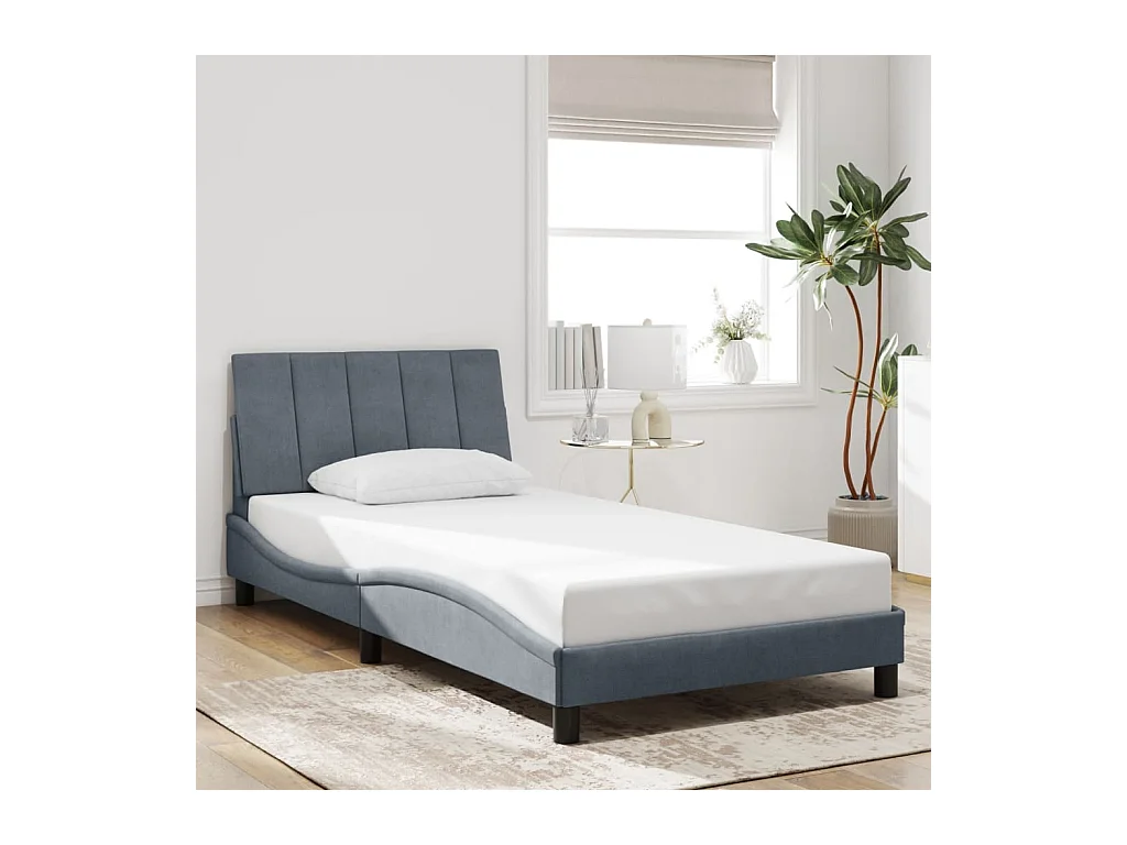 Cadre de lit sans matelas gris foncé 100x200 cm velours