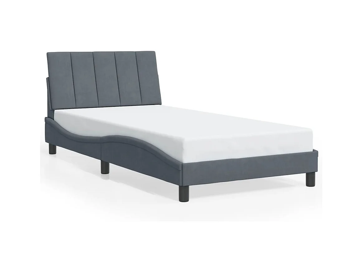 Cadre de lit sans matelas gris foncé 100x200 cm velours